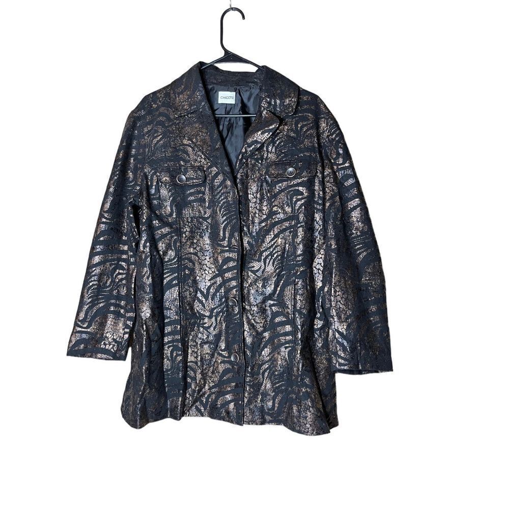 Chico’s Women’s Black Bronze Metallic Blazer